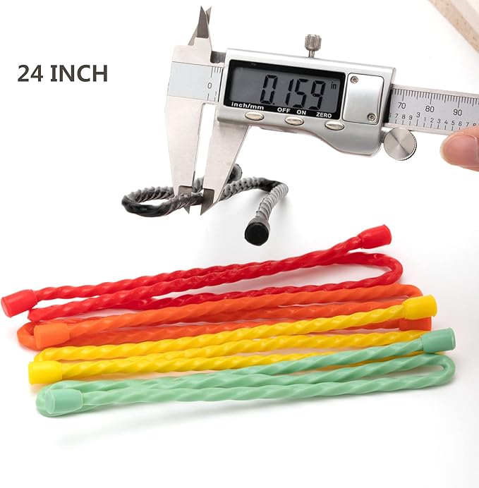 Gesipor 5 PCS 24-Inch Silicone Cable Ties Steel-Core Reusable Rubber Twist Ties Bendable Cable Ties for Bundling and Holding, All Purpose Cord Tie for Indoor and Outdoor (5 Colors)