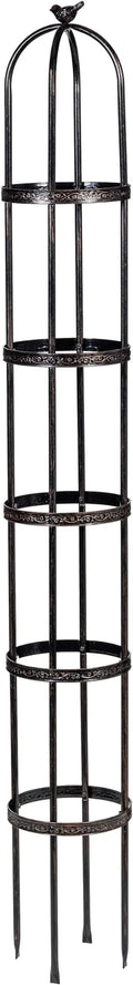 Evergreen 7 Feet Garden Metal Garden Obelisk Trellis for Climbing Plants Outdoor | Indoor Plant Trellis for Potted Plants | Floral Pattern Arch Trellis | Bronze