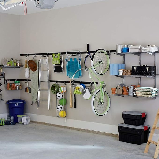 Rubbermaid Fasttrack Wall Double S Hook 2 Handle Garage Storage Organizer Rack for Hand Tools (2 Pack)