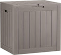 32 Gallon Outdoor Storage Box, Resin Deck Boxes Outdoor Waterproof For Patio Furniture, Garden Tools, Pool Supplies, Lockable And UV Resistant (Striped Gray)