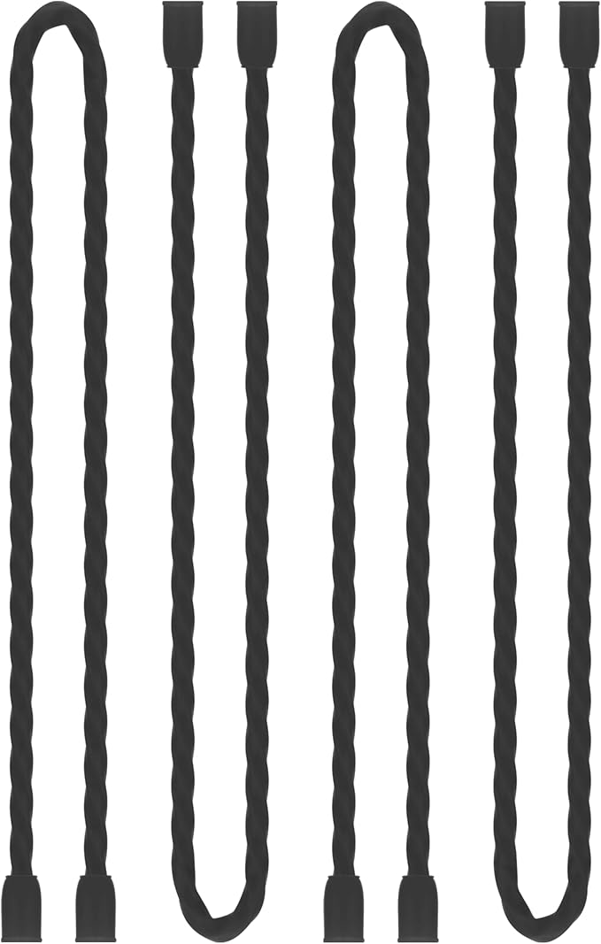 TRIPLE DEER 4Pcs 18-Inch Silicone Cable Ties Colorful Reusable Steel-Core Silicone Twist Gear Tie Straps for Bundling and Organizing, Bendable Holder Strap for Indoor and Out All Purpose, Black