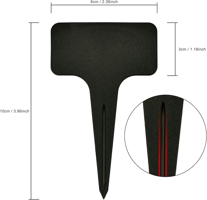 120pcs Plant Labels, Plastic Plant Tags, T-Type Garden Waterproof Name Stakes Plant Markers for Outdoor Garden Flower Vegetables Potted Plants Seed with A Marker Pen (6 x 10 cm, Black)