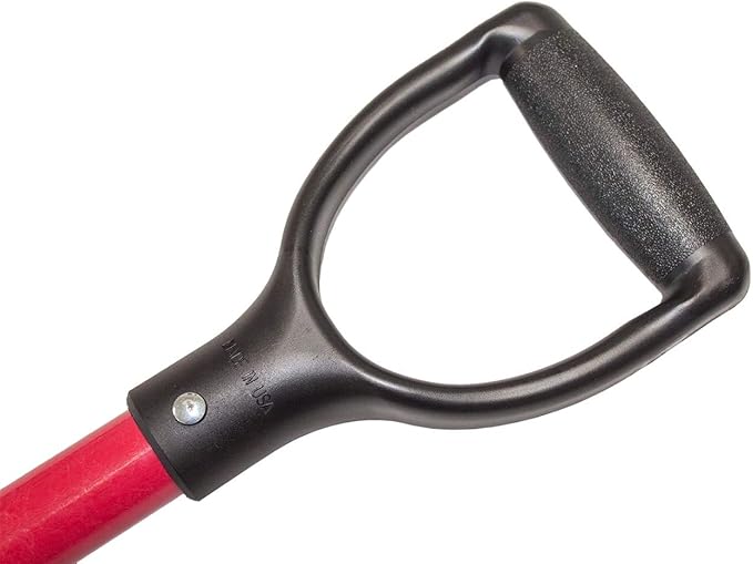 Bully Tools Round Point Heavy Duty Shovel - 12-Gauge Fiberglass D-Grip Handle, Metal Construction, Ideal for Gardening, Digging and Landscaping, Square and Flat Head Design - 100% Made in The USA