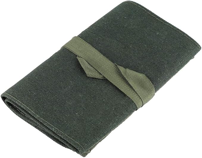 Respicefinem 1Pc Canvas Gardening Handle Portable Multifunctional Storage Package Tool Set Case Rolling Bag Solid Green Color Big Capacity With Ten 5cm Wide