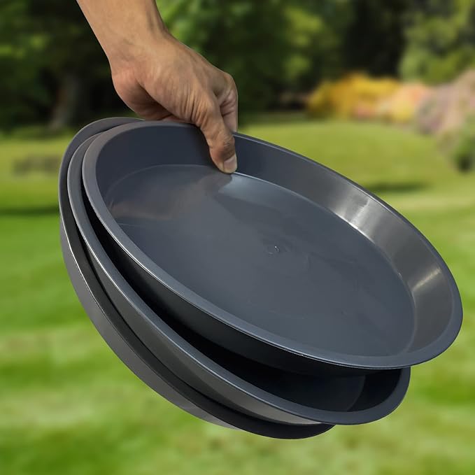 6 Pack Plant Saucer 4 6 8 10 12 14 16 18 20 22 Inch Plastic Plant Tray, Sturdy and Durable Flower Pot Container Accessories Plant Pot Saucers for Indoor and Outdoor (14 Inch, Gray)