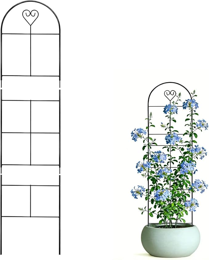46" Metal Garden Trellis, 3-Section Plant Trellis for Climbing Plants Indoor & Outdoor, Plant Support for Roses, Vines & Vegetables, 1 Pack, Black