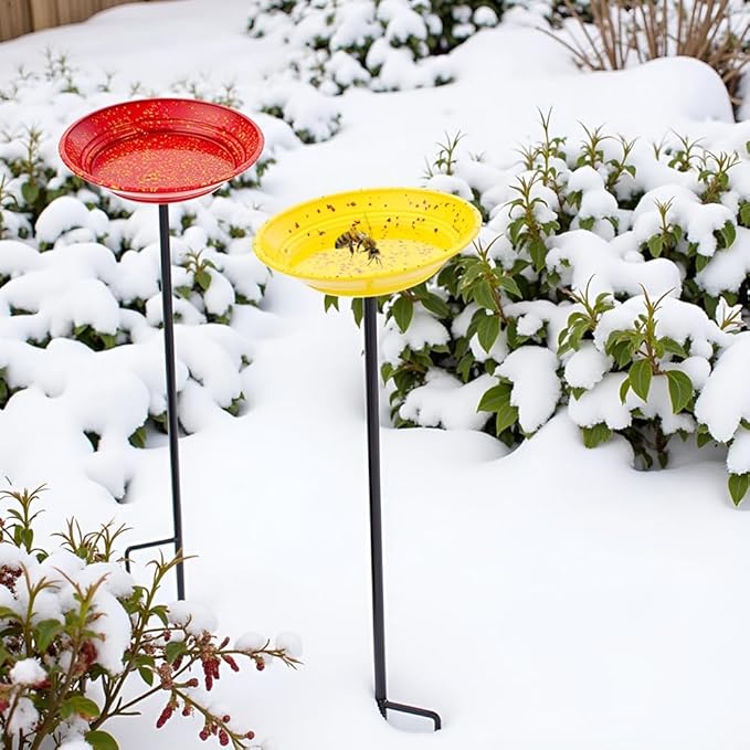 dreamysoul 4 Pack Bee Watering Station, Metal Bee and Butterfly Feeders with Metal Stake, Bee Butterfly and Bird Bath for Outdoor Garden Yard Lawn Decor