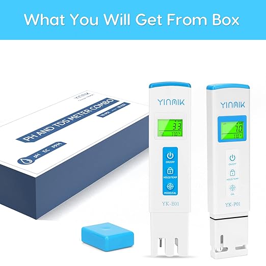 YINMIK Digital pH Meter TDS Meter Combo Accurate Measurement for pH TDS EC Temp with ATC, 2nd Generation Water Quality Tester with Horizontal Display for Hydroponic Swimming Pool Aquarium