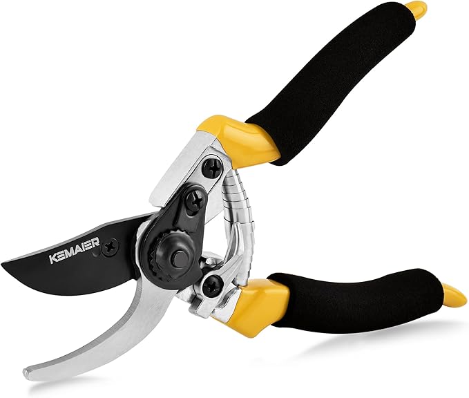 Kemaier Pruning Shears for Gardening, Professional Garden Shears with Non-Slip Ergonomic Handles & Blade Cover, Sharp Garden Clippers for Trimming Branches, Shrubs, and Plants