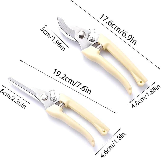 2 Pcs Garden Shears, Pruning Scissors Gardening Pruner Cutters Plant Cutting Scissors Trimmers Secateurs for Gardening Shears, Garden Scissors Heavy Duty Hand Pruners