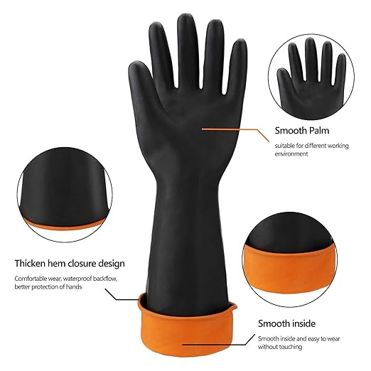 Chemical Resistant Gloves, 22" Waterproof Long Rubber Chemical Lab Gloves for Cleaning Car, Kitchen Dishwashing, Gardening, Acid Alkali Oil Protection, Industry, 3 Pairs, XXL