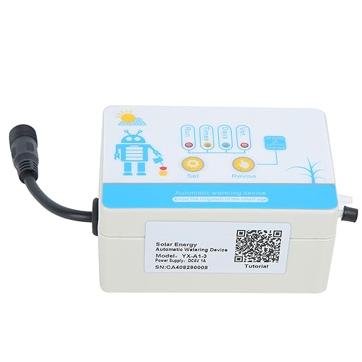 Solar Intelligent Automatic Drip Irrigation Controller Set Garden Water Timer Watering Kit ABS Silicone 14x13cm Solar Panel 10m Tube for Greenhouse Backyard Garden
