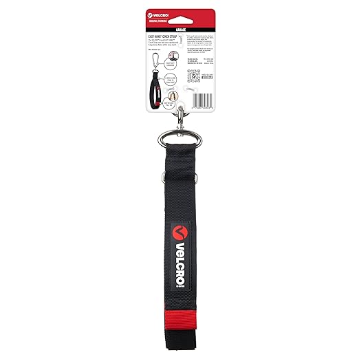 VELCRO 30 in. x 1-1/2 in. Easy Hang Cinch Strap, Bundling Strap with Carabiner in Black Hook and Loop (1-Pack) VEL-30803-USA