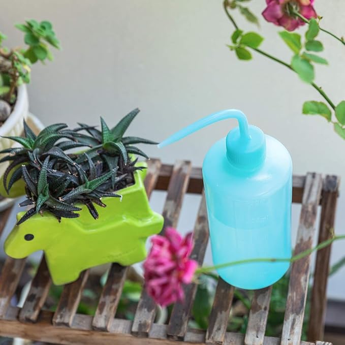 Oubest Squeeze Washing Bottle Succulent Watering Blue Water Squirt Irrigation Squeeze Sprinkling Can Plastic Wash Plant Bottle 500ml 3pc