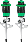 [2 Pack] RESTMO Gear Drive Sprinkler with Metal Spike Base, 5-Pattern Heavy Duty Gardening Watering System, Multi-Adjustable Lawn Sprinkle for Garden Plant, Flower Bed and Large Yard Area, Green