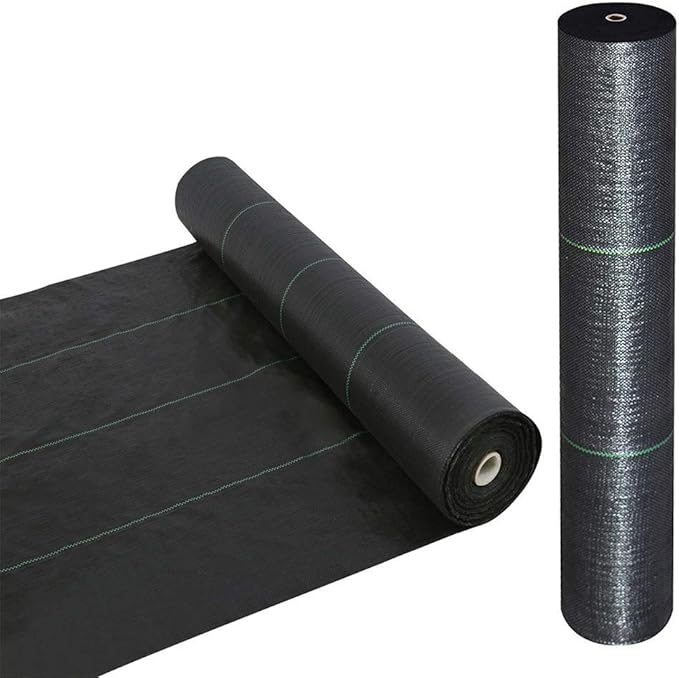 Goasis Lawn Weed Barrier Control Fabric Ground Cover Membrane Garden Landscape Driveway Weed Block Nonwoven Heavy Duty 125gsm Black,5FT x 100FT