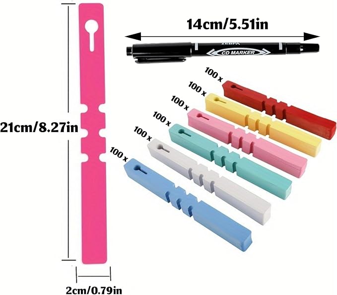 Plant Tree Markers, 600pcs Plastic Hanging Labels with Marker Pen, 6 Colors Adjustable Waterproof Reusable Garden Tags for Nursery and Outdoor Use (Mix Color)