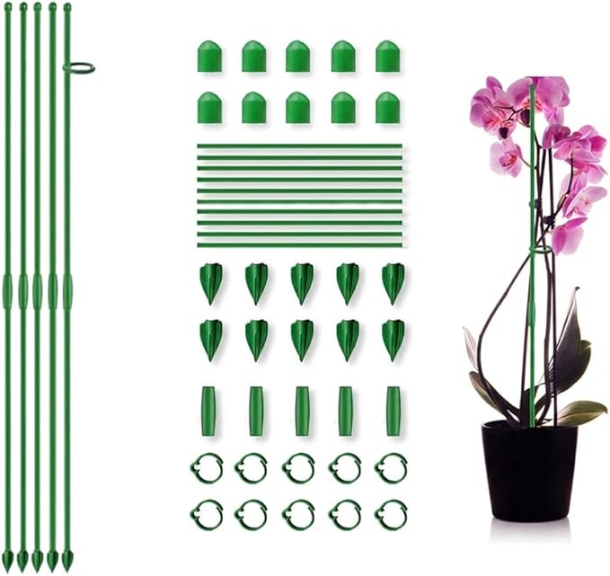Adjustable Plant Support Stakes, Telescoping Support Sticks with Clips for Indoor & Outdoor Potted Plants, Monstera, Orchids, Tomatoes & Vines (3, 14.2 in)