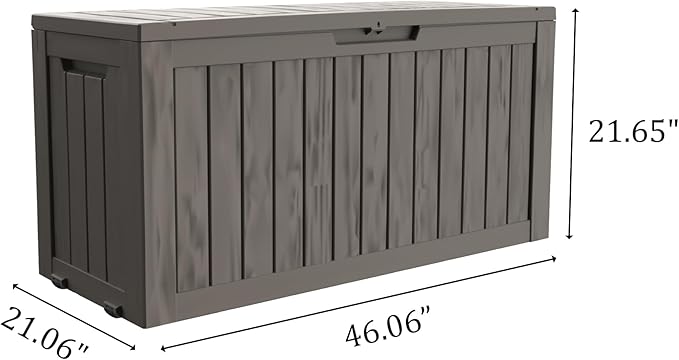 Outdoor Storage Box Waterproof with Wheels, 76 Gallon Lockable Resin Deck Box Patio Storage Bin for Pool Accessories Cushion Furniture, Garden Tools, UV-Resistant Outside Delivery Grey