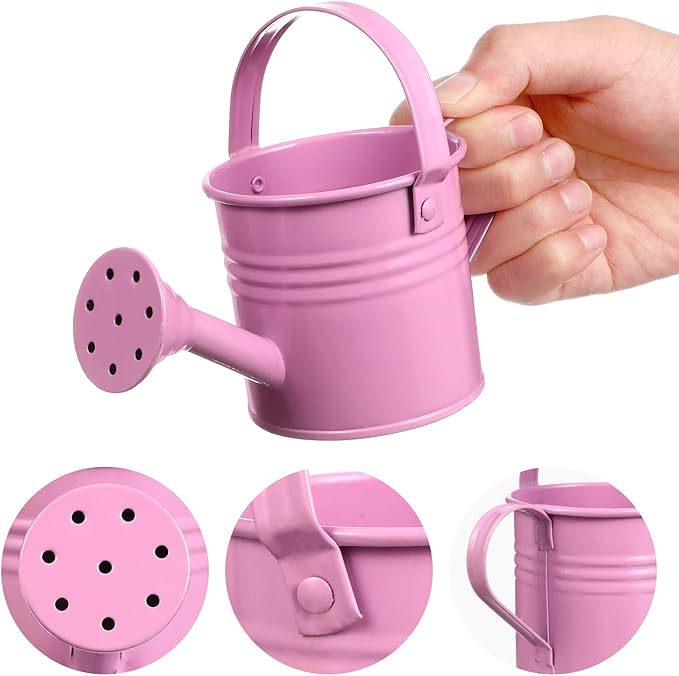 Cabilock 5.9 Inch Kids Tin Watering can Metal Sprinkler Kettle Lightweight for Indoor Outdoor Gardening Easy Grip