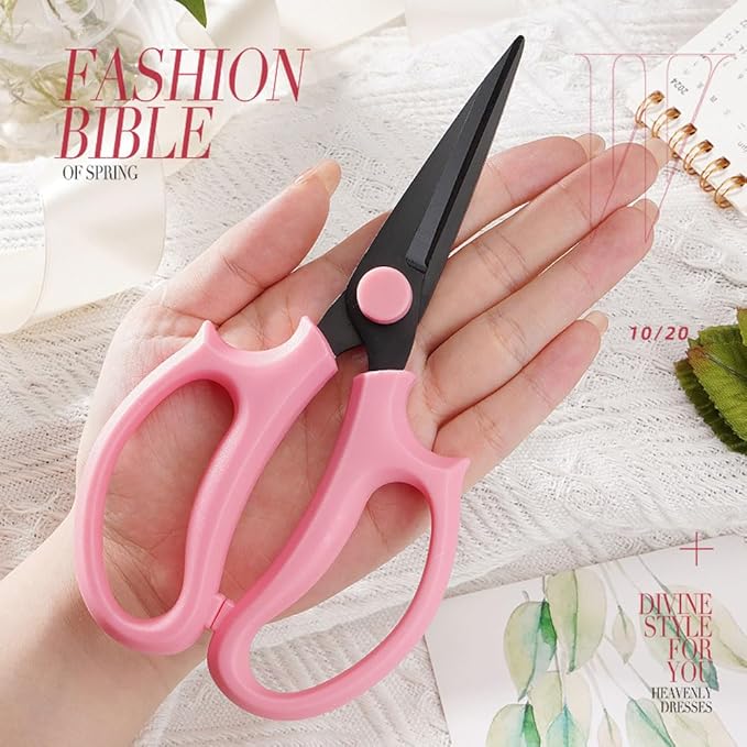 Garden Pruning Shears Scissors with Comfort Grip Handle, Premium Steel Professional Floral Scissors, Perfect for Arranging Flowers, Pruning, Trimming Plants, Gardening Tool (Pointed pink)