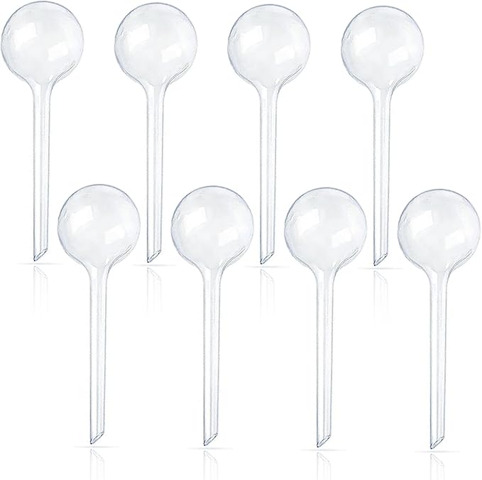 Pynqdfu 8 Pcs Clear Plant Watering Globes,Plastic Self Watering Bulbs Ball,Garden Water Device for Plant Indoor Outdoor(Small)