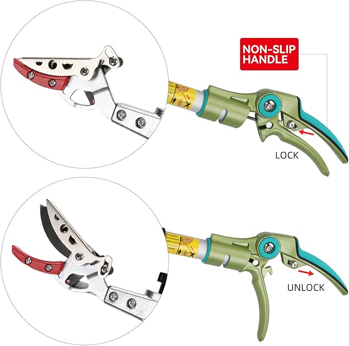 Tree Pruner for Garden, Cut Capacity 1/2 Inch & Hold Pole Pruner, Lightweight Fruit Picker with Non-slip handle, Long Reach Tree Branch Cutter with Aluminum Pole, 4.2 FT| LFX112