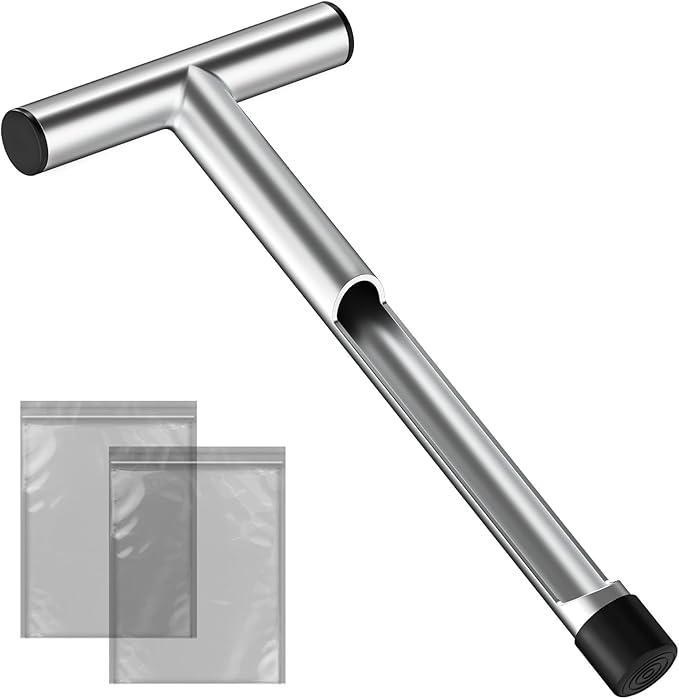 12 Inch Stainless Steel Soil Sampler Probe, T-Style Handle, for Soil Sampling, Plant Care, Farm, Lawn Garden