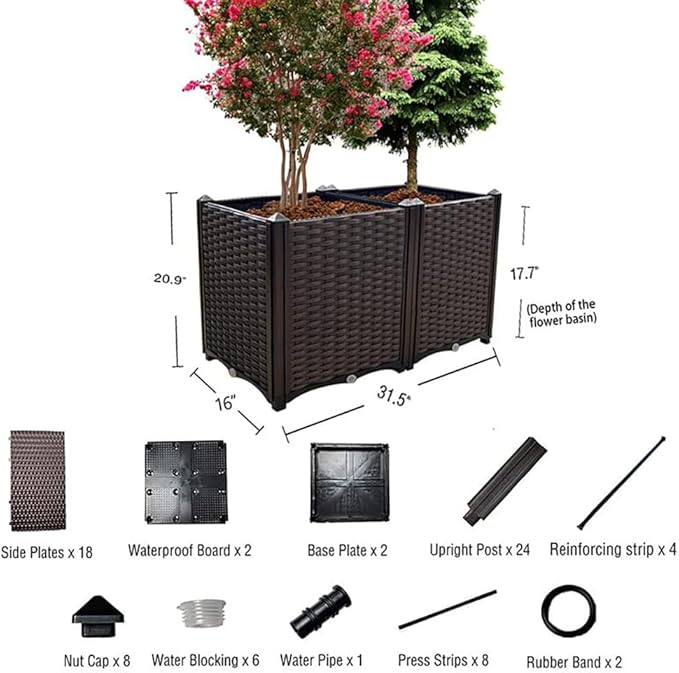 Raised Garden Beds Planters for Outdoor Plants Box Plastic Elevated Garden Bed Kit for Vegetables Flowers Herbs in Backyard Patio Balcony