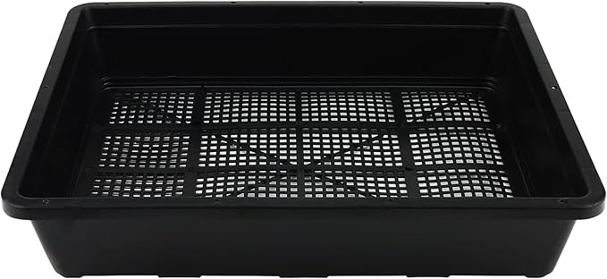 14 Pack 15 x 12 Inch Seed Starter Trays, Plastic Garden Mesh Bottom Plant Germination Trays, Black Growing Tray for Seedling, Microgreen, Soil Blocks, Wheatgrass, Hydroponic and Fodder Systems
