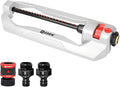 Eden 94111 Heavy Duty Metal Oscillating Sprinkler, Covers Up to 3,328 sq. ft., 20 Precision Nozzles, Flow Control, Adjustable Range, Quick Connect Bundle, Silver, Red, Black