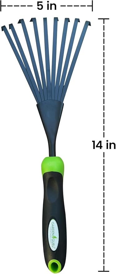 Garden Guru Hand Rake Soil Tiller Tool with Ergonomic Handle – Strong Carbon Steel - Rust Resistant – Great for Gardening, Cultivating, Loosening Soil & Spreading Mulch, Raking Flower Beds (2 Pack)