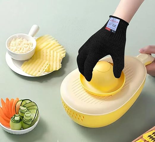 Cutting Gloves, 1 Pairs of Cut Resistant Gloves Food Grade, Cut Resistant Gloves for Kitchen, Oyster Shucking, Fish Fillet Processing, Carving Wood and Gardening(Medium-Black)