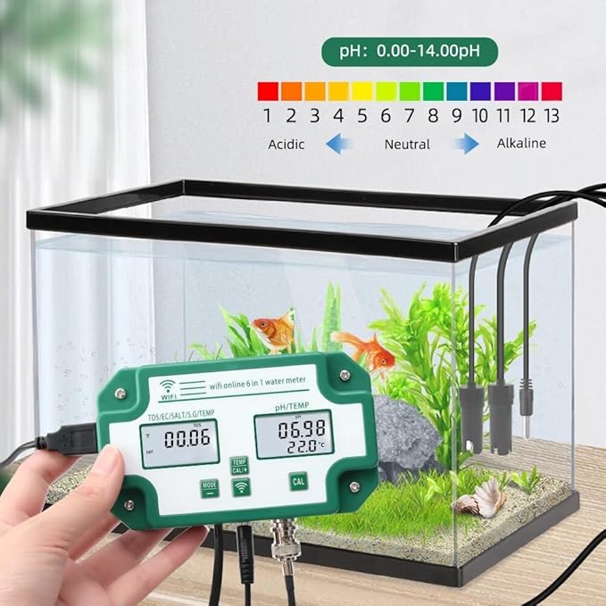 Soil PH Tester, Smart Aquarium PH Meter YY-W9909 Digital EC TDS Salt S.G Temp Water Quality Tester Tuya Monitor Control, Garden, Plant Cultivation