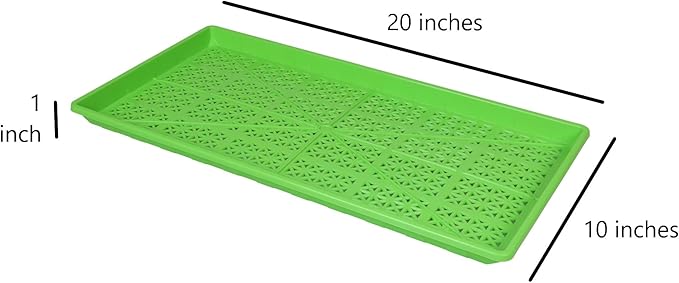 SUNPACK 10" x 20" Heavy Duty Mesh Plastic Seed Starting Tray, Green, 1" (Pack of 10) - Ensures Water Drainage and Aeration, Perfect for Greenhouses or Indoor Gardening