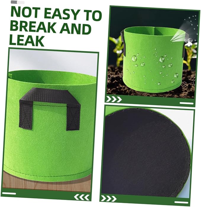Luxshiny 5pcs 10-Gallon Felt Plant Growing Bags with Handles, Non-Woven Fabric Vegetable Planters for Indoor and Outdoor Gardening, Thickened Portable Planting Containers for Fruits