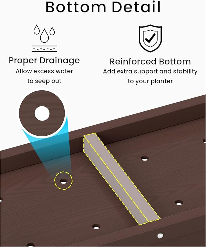 Small HDPE Raised Garden Bed, Elevated Planter Box with Legs, Outdoor All-Weather Planter Raised Beds for Seeds, Herbs, Flowers, Vegetables (Coffee)