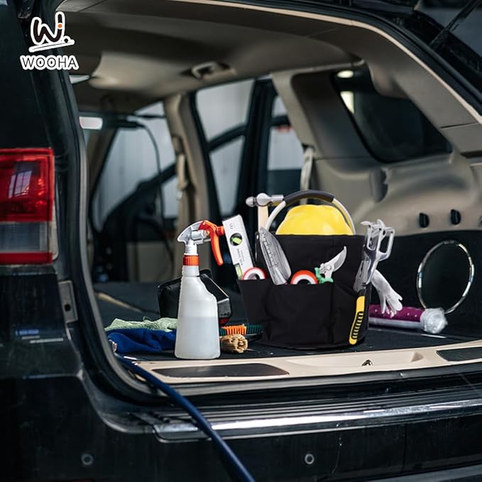 WOOHA Tool Organizers Bag 17L collapsible Tool Bag Laundry Organizer Outdoor Camping Garden Harvest Basket Foldable Sundry Organizer Basket (Navy Blue)