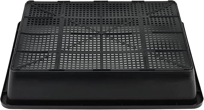 14 Pack 15 x 12 Inch Seed Starter Trays, Plastic Garden Mesh Bottom Plant Germination Trays, Black Growing Tray for Seedling, Microgreen, Soil Blocks, Wheatgrass, Hydroponic and Fodder Systems