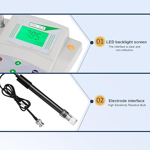 Lab Benchtop pH Meter - Digital Bench Top pH Meter and Electrode,Laboratory ph Meter for Liquid,0.01 pH Accuracy,with Data Storage Function