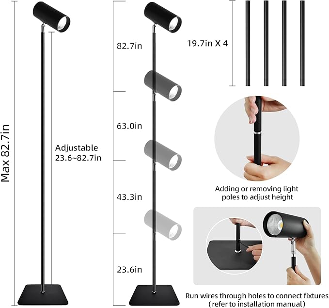 30W Full Spectrum Grow Light, 5000LM High-CRI COB LED Floor Lamp with 6/8/12H Timer, Adjustable Height (28"-83") & Angle, Grow Lights for Indoor Plants, Succulents & Flowers (daylight 6000K)