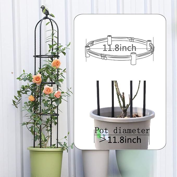 Garden Trellis,2 Pack Tomato Cage for Climbing Plants Outdoor, Plants Trellis Support for Climbing Vines, Plant Support for Vegetables, Plant Flower Trellises for Clematis Jasmine Outdoor Indoor