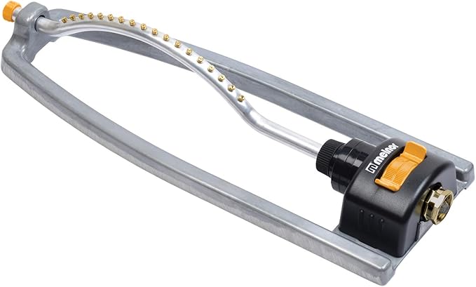 Melnor 65079-AMZ Metal Oscillating Sprinkler with QuickConnectProduct Adapter Watering Set, 3600 sq. ft. Coverage