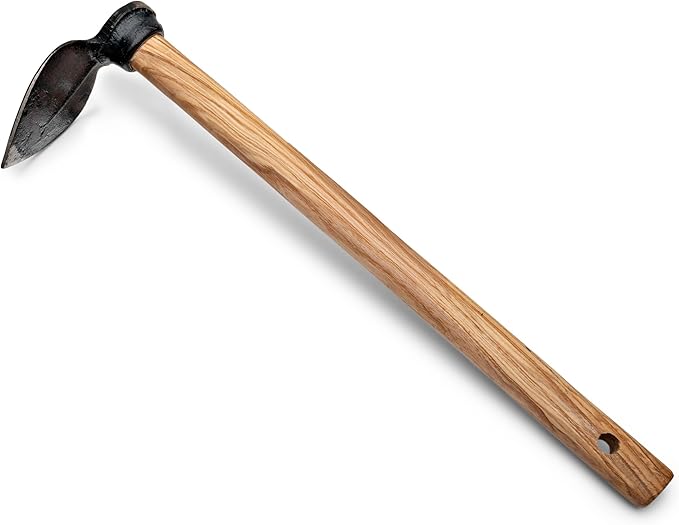 Kings County Tools Hoe Garden Tool - 16.5” Leaf-Shaped Steel Garden Hoe with European Ash Wood Handle - Heavy Duty Multipurpose Gardening Hand Tools for Weeding, Digging, and Loosening Soil