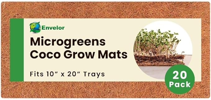 Envelor Coco Coir Fiber Grow Mat for Microgreens 10 x 20 Inches Coconut Coir Seed Starter Liner for Growing Trays, Hanging Baskets, Seed Starter Tray, Planter Sheets & Indoor Outdoor Plants, 20 Pack