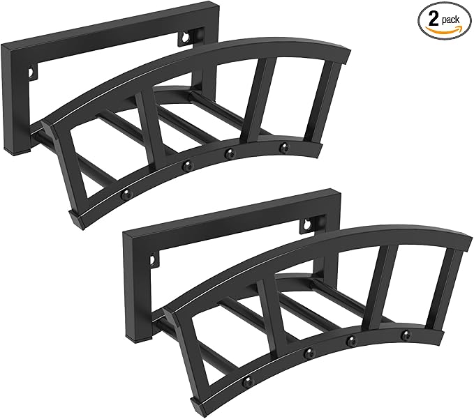 2 Pack Garden Hose Holder Wall Mounted, Outdoor Heavy Duty Metal Water Hose Holder Hanger Holds 125-ft Water Pipe, Sturdy Detachable Hose Storage Organizer Reel Rack for Outside Garden Lawn Yard Farm