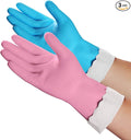 HSL Household Cleaning Gloves - 2 Pairs Reusable Kitchen Dishwashing Gloves with Latex Free, Cotton lining, Waterproof, Non-Slip, Ideal for Dishes, Household Chores, and Gardening (Medium)