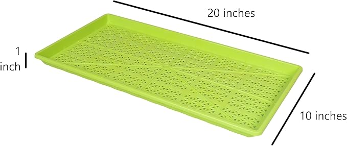 SUNPACK 10" x 20" Heavy Duty Mesh Plastic Seed Starting Tray, Lime Green, 1" (Pack of 30) - Ensures Water Drainage and Aeration, Perfect for Greenhouses or Indoor Gardening