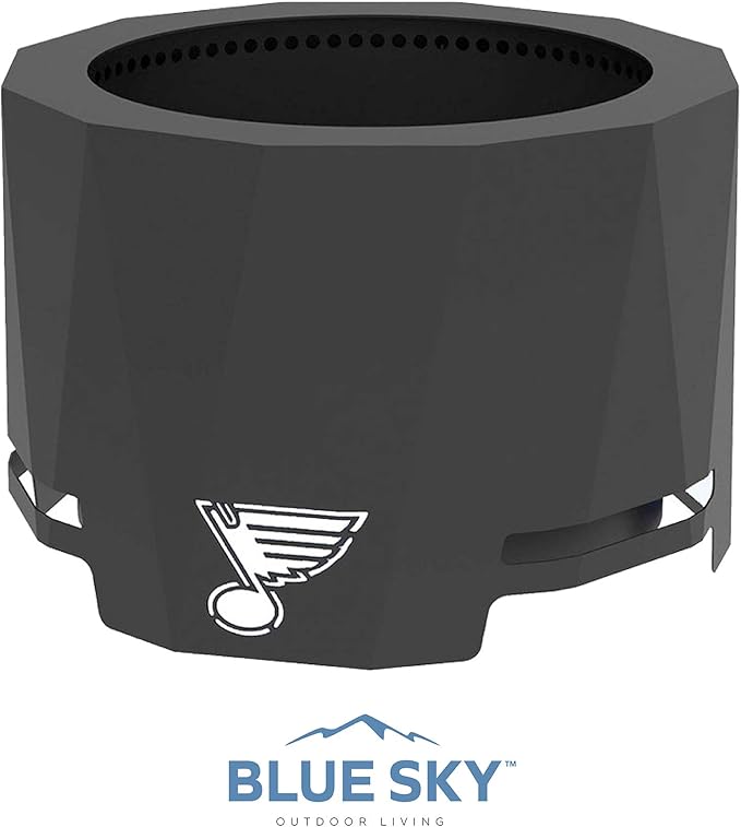Blue Sky Outdoor Living NHL Buffalo Sabres 24” Steel Peak Patio Smokeless Fire Pit, Firewood and/or Wood Pellet Burning