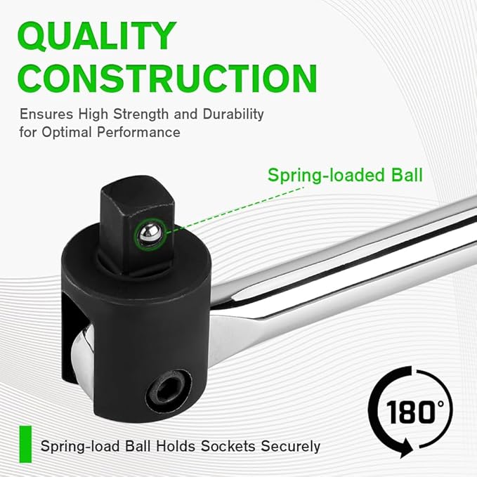 SWANLAKE 1/2 Breaker Bar, 17.5" Length with 180° Rotatable Head, 1/2 inch Drive,CR-V Steel